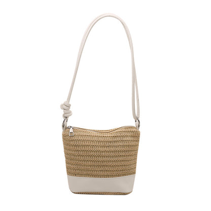 Woven Straw and Leather Crossbody Bag Acalora