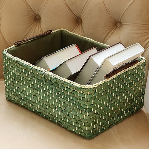 Handcrafted organizer basket with two handles Acalora