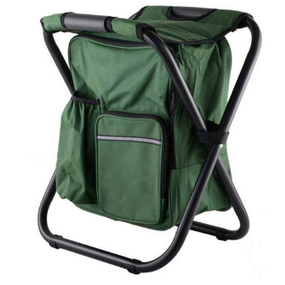 BowLift | Outdoor portable foldable camping chair lightweight fishing beach chair stainless steel tube folding chair with cooler bag (Green)