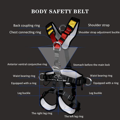 Skanto | XINDA XDA9516 Outdoor Climbing Polyester High-Strength Rope Adjustable Descender Full Body Safety Harness