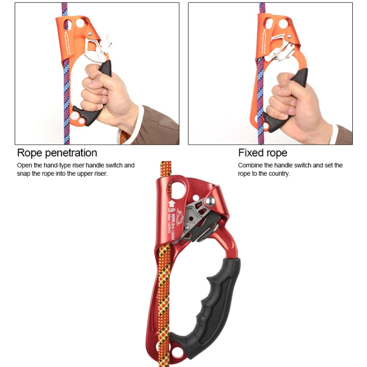 Skanto | XINDA TP-8606 Outdoor Climbing Arborist Anti-fall Handheld Rope Grab for 8-12mm Diameter Rope Right (Red)