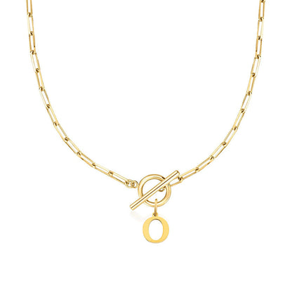 Karnz | Paperclip Initial Letter Circle Lock Necklace