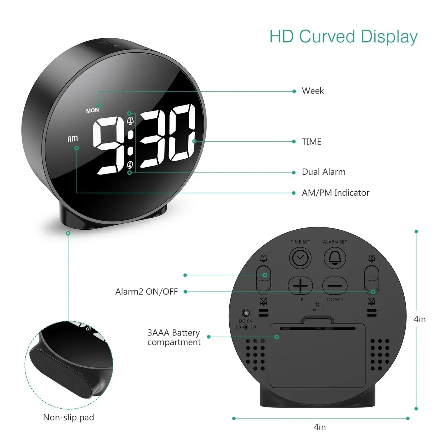BowLift | Light Source Digital Table Clock