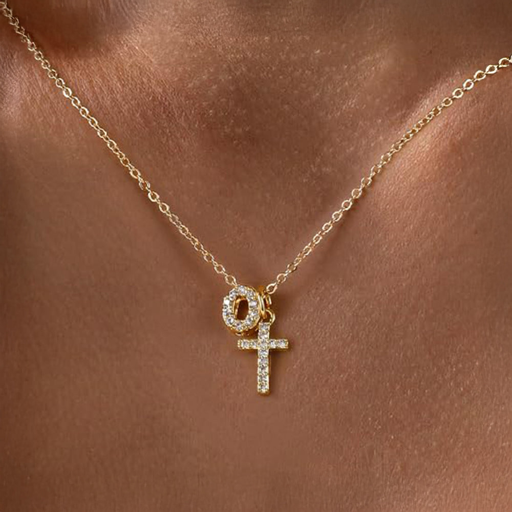 BowLift | Dainty Diamond Initial & Cross Necklace