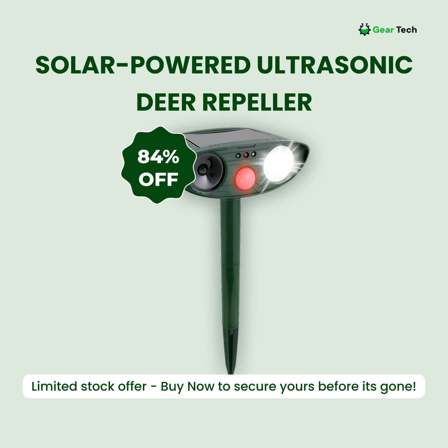 Skanto | Solar Ultrasonic Deer Repeller - Effective Deer Deterrent for Gardens & Farms Within 48 Hours