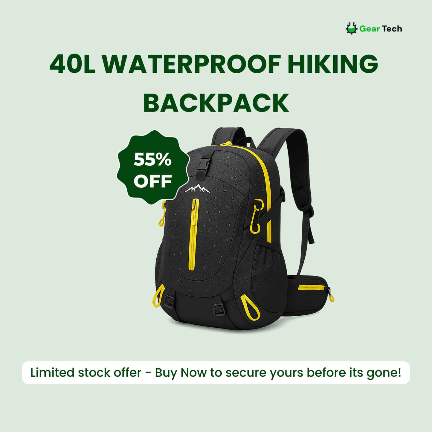 Skanto | 40L Waterproof Hiking Backpack with Multiple Compartments for Outdoor Adventures and Travel