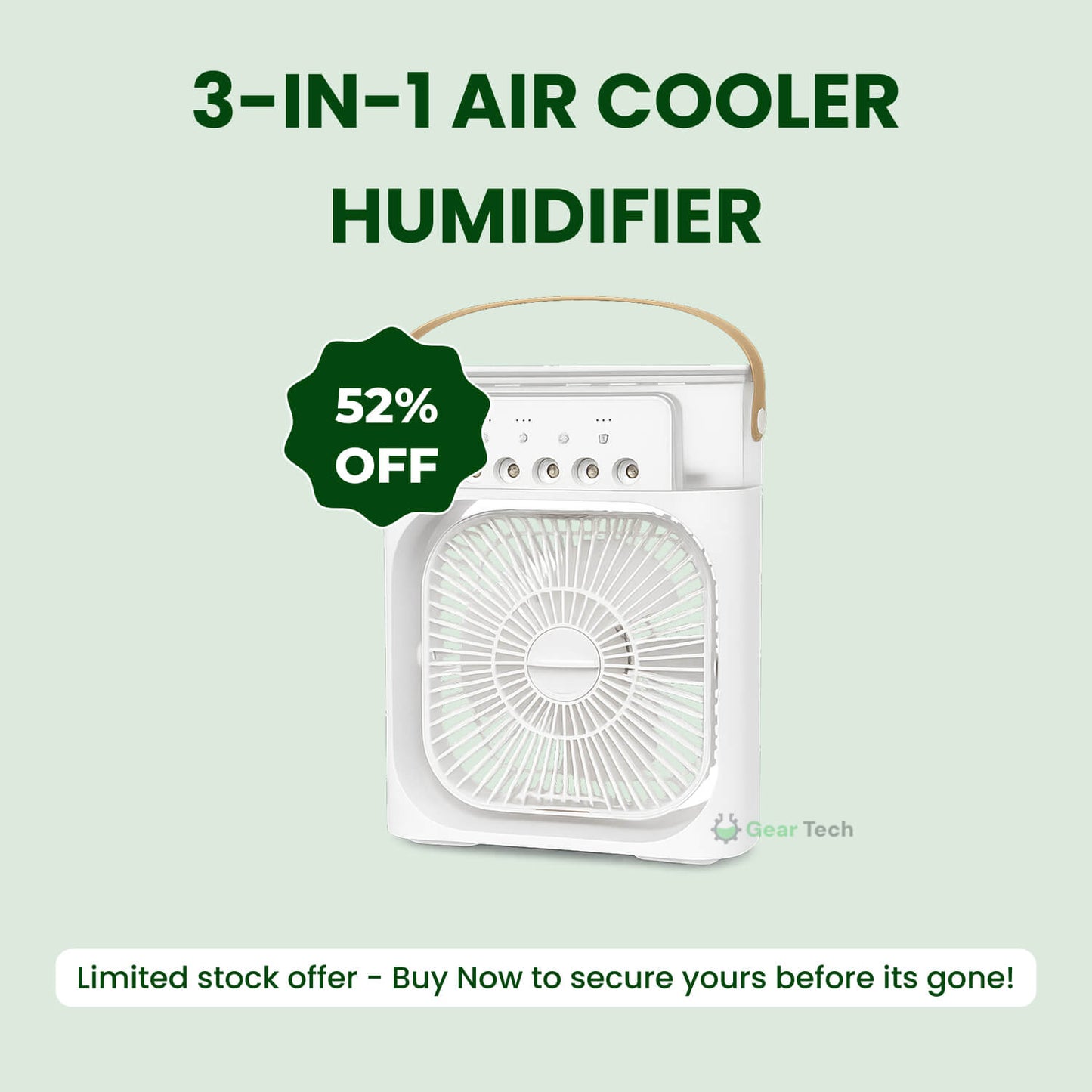3-in-1 Air Cooler Humidifier | Portable, adjustable fan speeds & Ideal for Bedrooms, Offices & Small Rooms | Karnz
