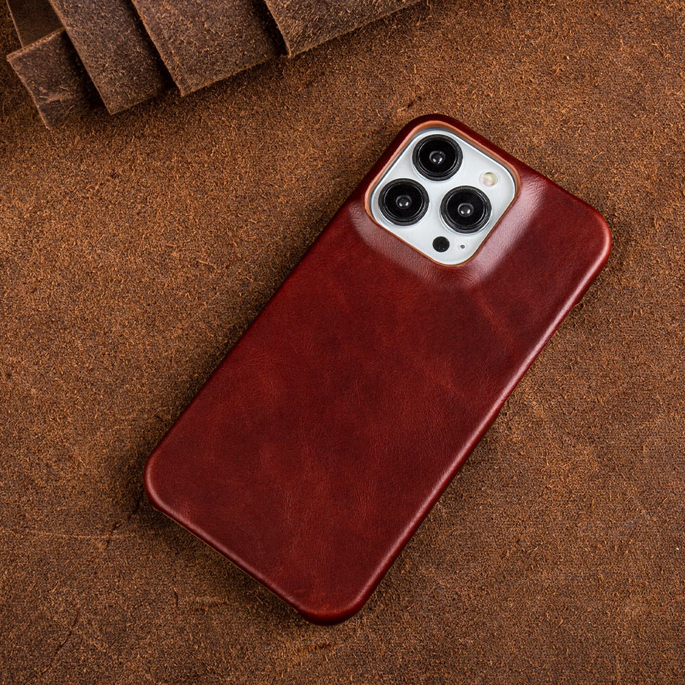 Skanto | Oil Wax Genuine Leather Apple iPhone Case