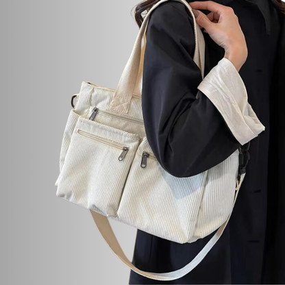 Skanto | Urban Cord Tote Stylish Corduroy Shoulder Bag – Spacious, Convenient & Functional Everyday Tote