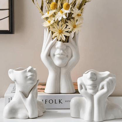 "Unique and Modern Ceramic Vase, Decorative Flower Pot for Living Room and Office" | Skanto