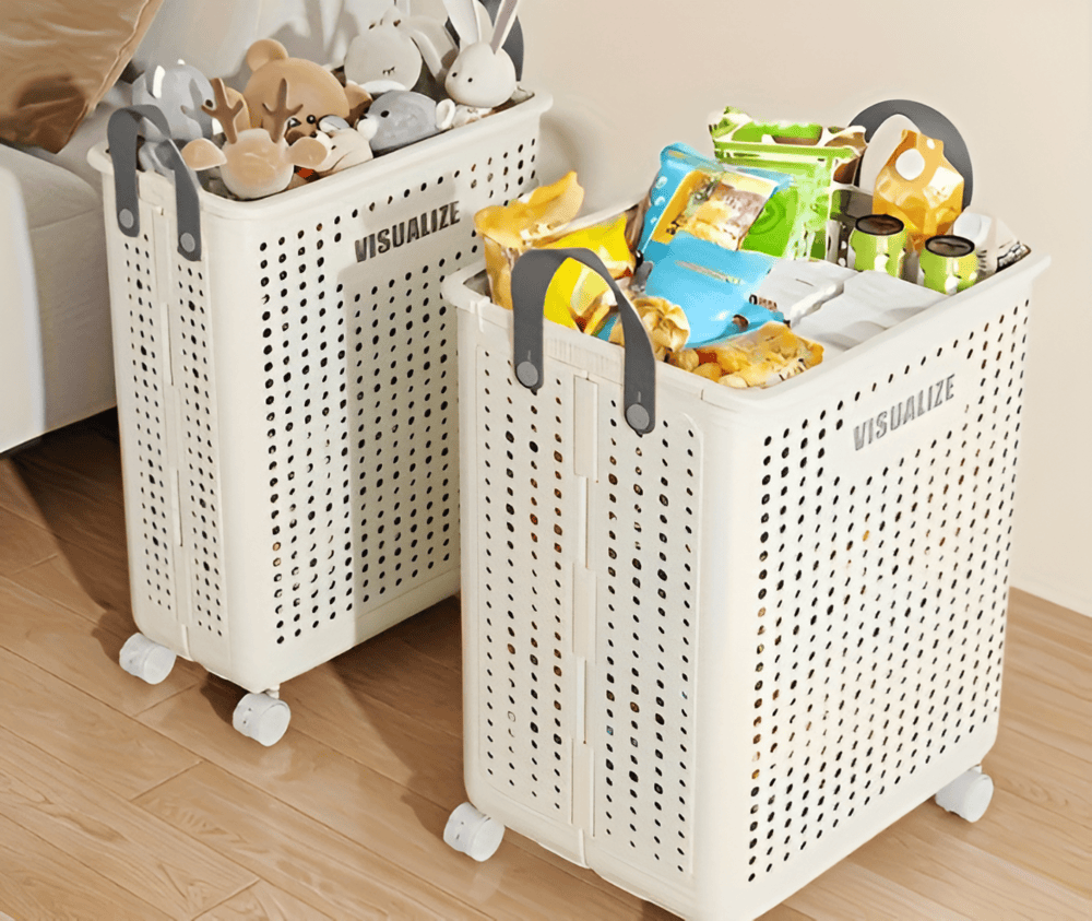 RollEase Foldable Laundry Basket – With Wheels, compact and robust for easy transport