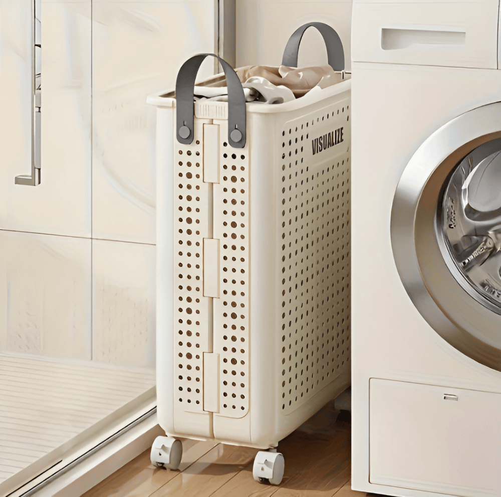 RollEase Foldable Laundry Basket – With Wheels, compact and robust for easy transport