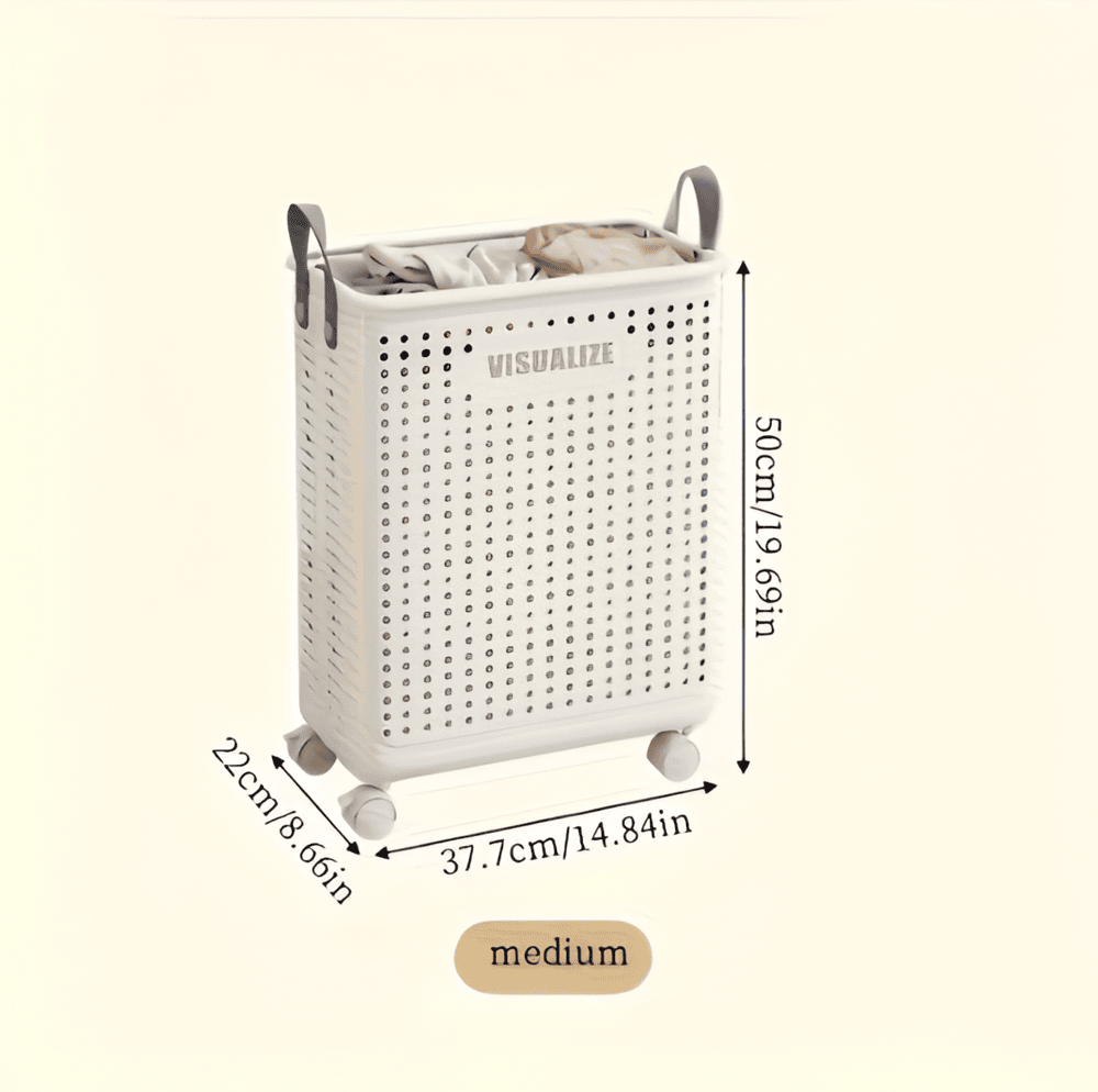 RollEase Foldable Laundry Basket – With Wheels, compact and robust for easy transport