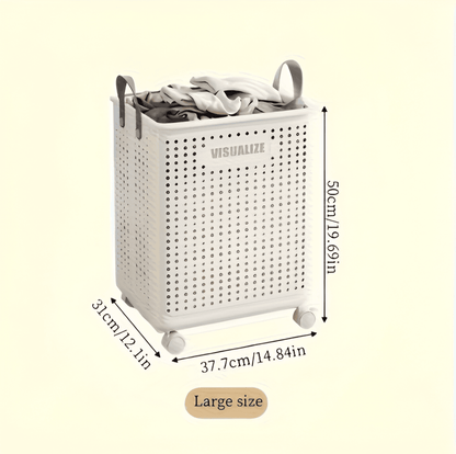 RollEase Foldable Laundry Basket – With Wheels, compact and robust for easy transport