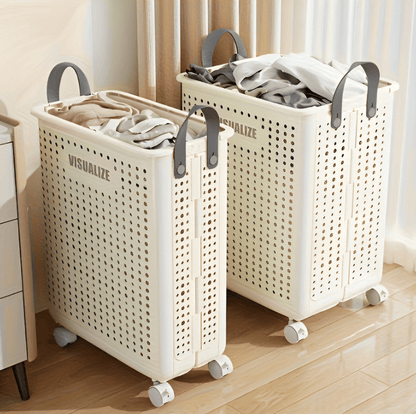 RollEase Foldable Laundry Basket – With Wheels, Compact & Durable for easy transport | Brehn