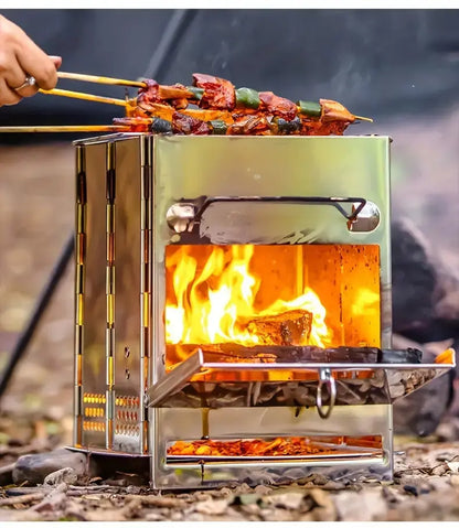 Skanto | Foldable Stainless Steel Wood Stove – Portable Camping Cooker for Outdoor Cooking