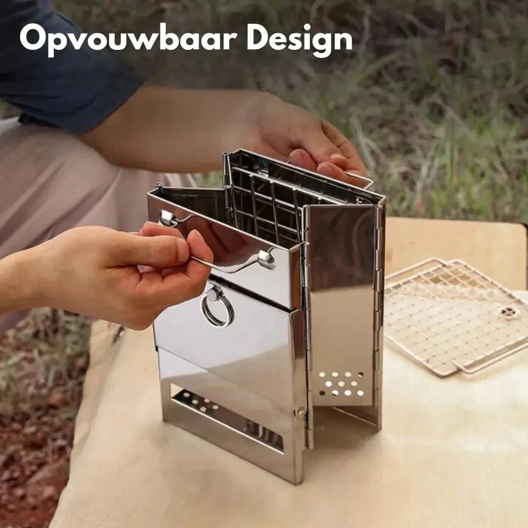 Skanto | Foldable Stainless Steel Wood Stove – Portable Camping Cooker for Outdoor Cooking