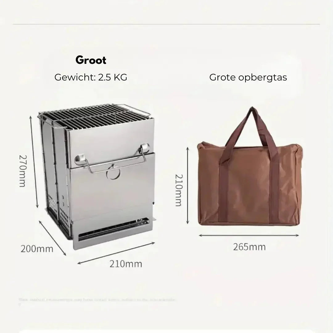 Skanto | Foldable Stainless Steel Wood Stove – Portable Camping Cooker for Outdoor Cooking