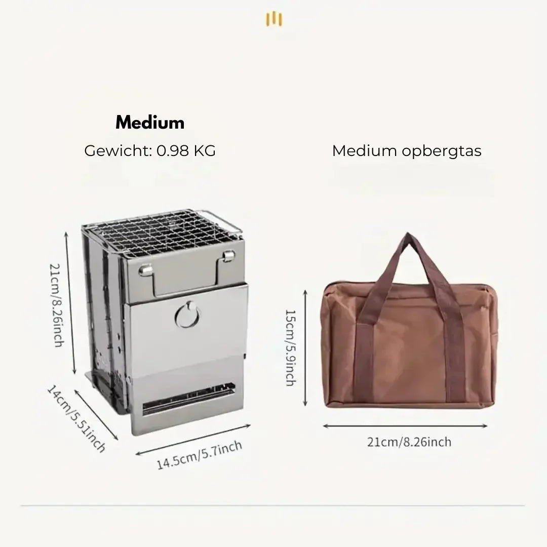 Skanto | Foldable Stainless Steel Wood Stove – Portable Camping Cooker for Outdoor Cooking