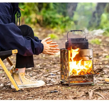 Skanto | Foldable Stainless Steel Wood Stove – Portable Camping Cooker for Outdoor Cooking