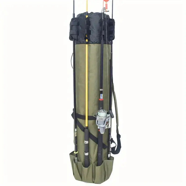 Skanto | Fishing Rod Carry Bag – Foldable, Lightweight & Durable Storage with 5-Rod Capacity (Army Green)