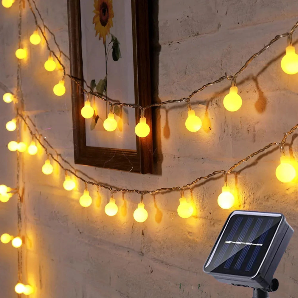 Solar LED String Lights with Automatic Dusk-to-Dawn Operation for Outdoor Decor