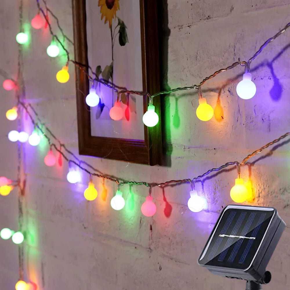 Solar LED String Lights with Automatic Dusk-to-Dawn Operation for Outdoor Decor