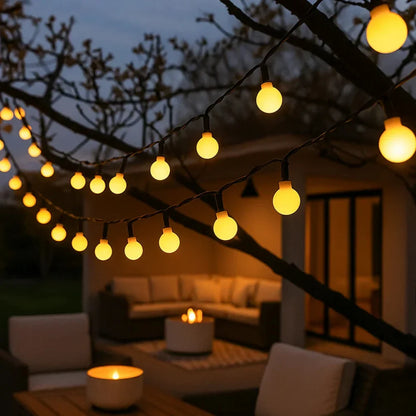 Solar LED String Lights with Automatic Dusk-to-Dawn Operation for Outdoor Decor