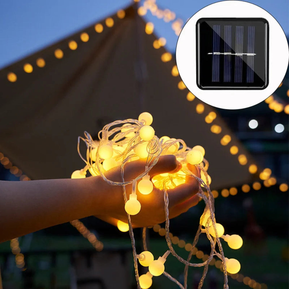 Solar LED String Lights with Automatic Dusk-to-Dawn Operation for Outdoor Decor