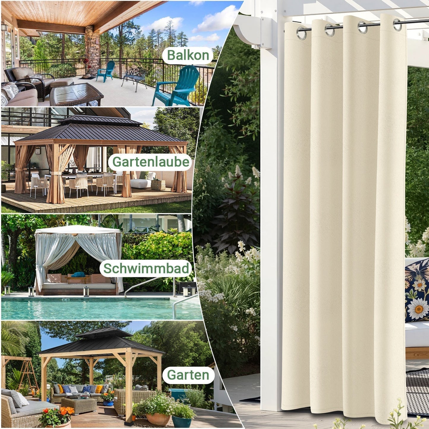 Outdoor Curtain Waterproof with Eyelets | Bowlift
