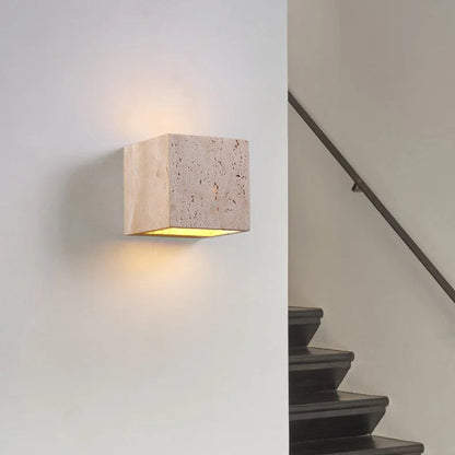 Wabi-Sabi Travertine Outdoor Wall Lamp