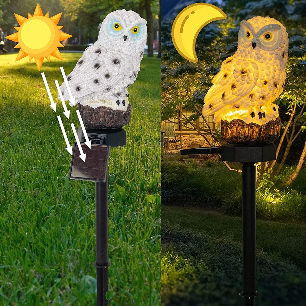 Solar-powered garden lamp with decorative owl design – LED outdoor light for the garden | Karnz