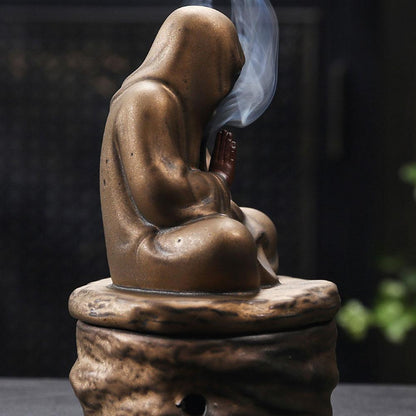 Meditative monk incense burner
