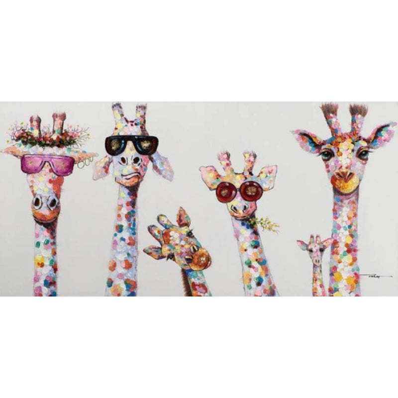 Cartoon Giraffes - Canvas Wall Art Painting