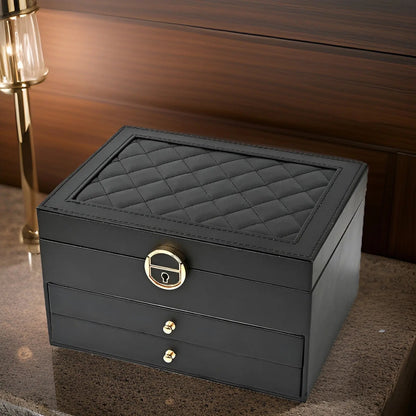 Skanto | EleganceBox – Luxurious Multi-Layer Jewelry Organizer in Premium PU Leather