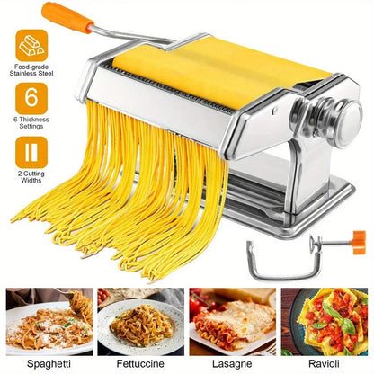 Skanto | Compact Stainless Steel Pasta Maker with 6 Adjustable Thickness Levels