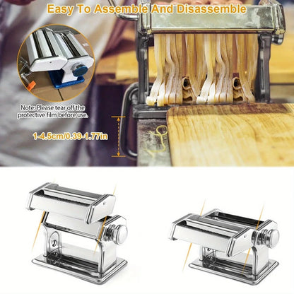 Skanto | Compact Stainless Steel Pasta Maker with 6 Adjustable Thickness Levels
