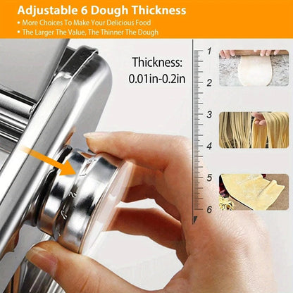 Skanto | Compact Stainless Steel Pasta Maker with 6 Adjustable Thickness Levels