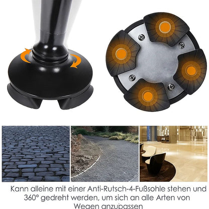 Skanto | Folding Walking Cane with LED Light | Height Adjustable | Anti-Slip Base | Alarm Function | Lightweight Aluminum