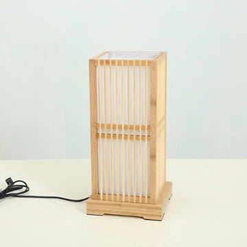 Tatami Japanese Bedside Lamp with Wood-Bamboo Shade | Karnz
