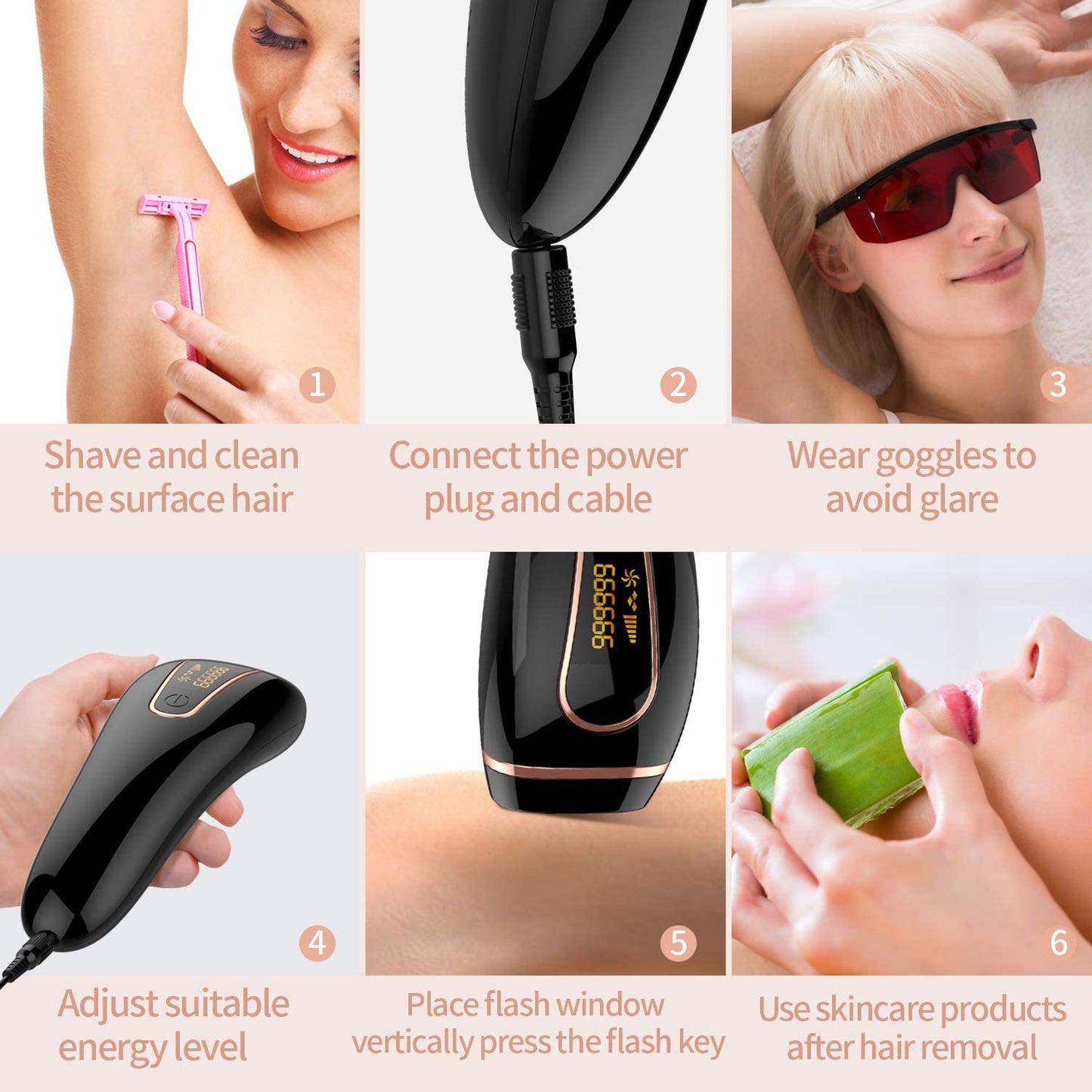 Skanto | Hair Removal System, Permanent Painless 999,999 Flashes