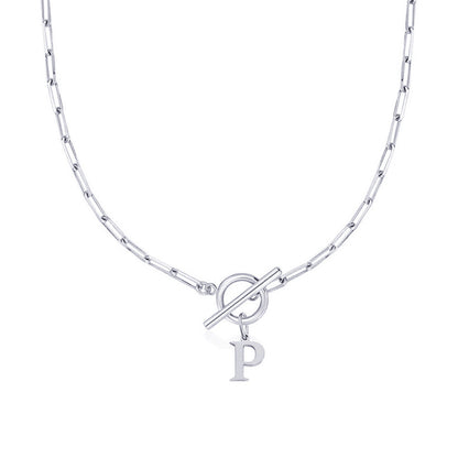 BowLift | Paperclip Letter Initial Circle Lock Clasp Necklace