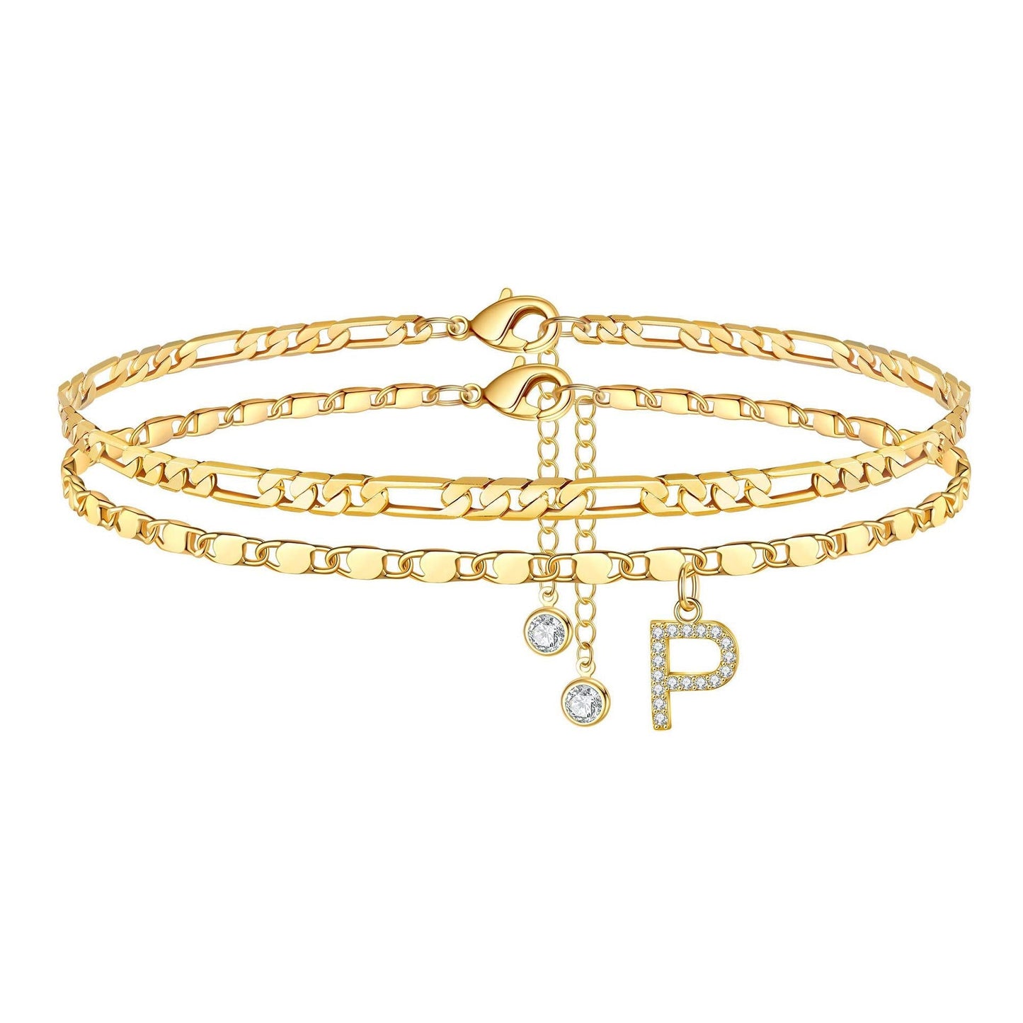 BowLift | 2pc 14k Diamond Letter Initial Anklet