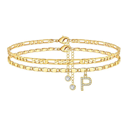BowLift | 2pc 14k Diamond Letter Initial Anklet