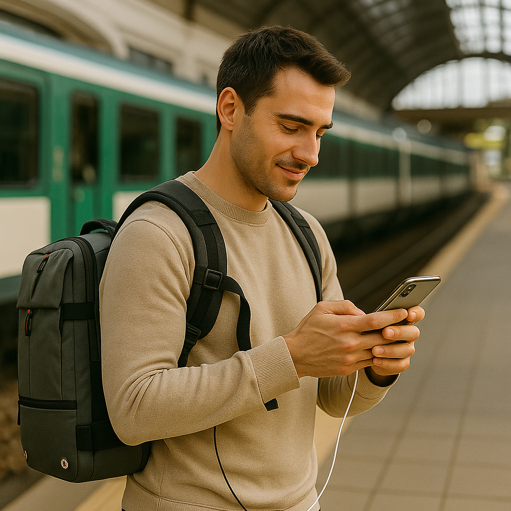 Skanto | Packlite Slim – Waterproof Compression Backpack with USB Connection for Carry-On