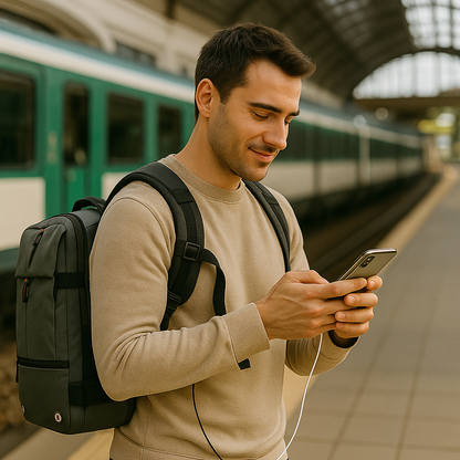 Skanto | Packlite Slim – Waterproof Compression Backpack with USB Connection for Carry-On