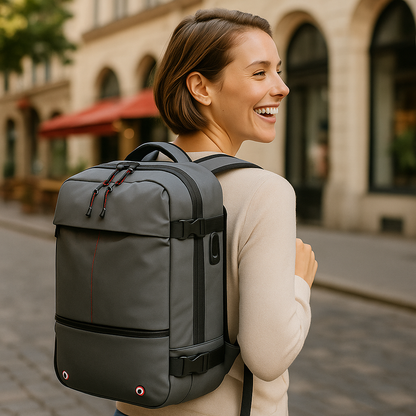 Skanto | Packlite Slim – Waterproof Compression Backpack with USB Connection for Carry-On