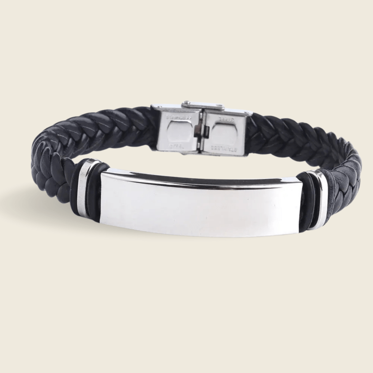 Skanto | Leather and Stainless Steel ID Bracelet with Engraving
