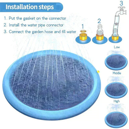 BowLift | Summer Dog Splash Pad with Sprinkler – 60"/67" Outdoor Cooling Fountain Mat