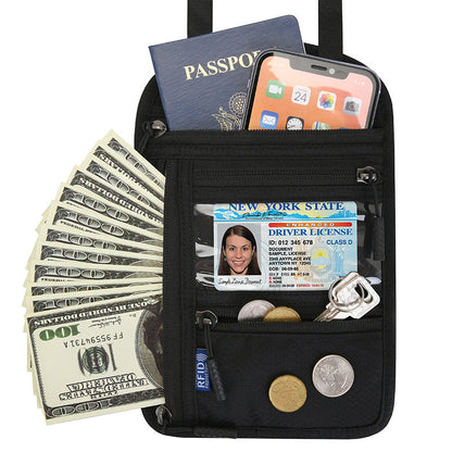 Travel chest bag with RFID passport lock